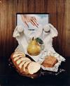 (CULINARY VERNACULAR) Platter of Roast Beef * Paté(?) with Pear. Together, 2 photographs.